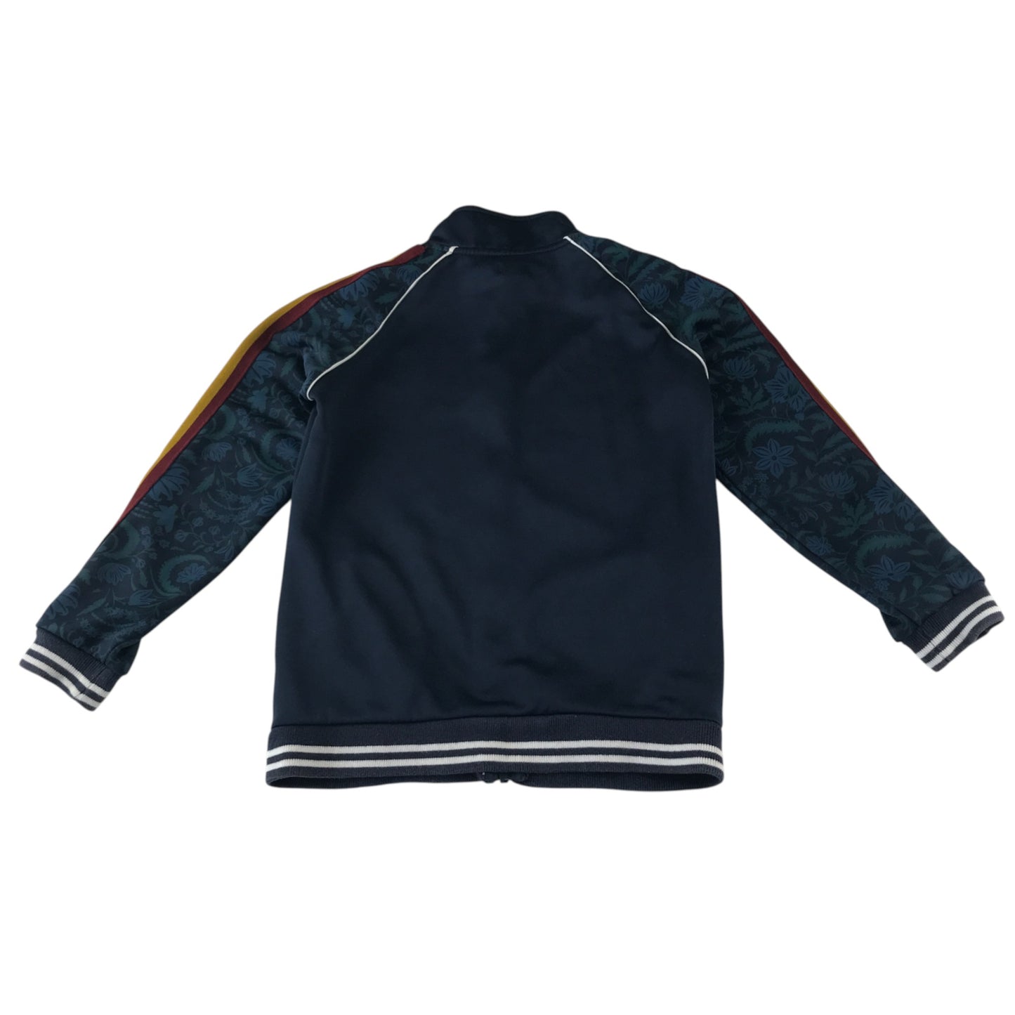 River Island sweater 9-10 years navy blue full zipper floral sleeves