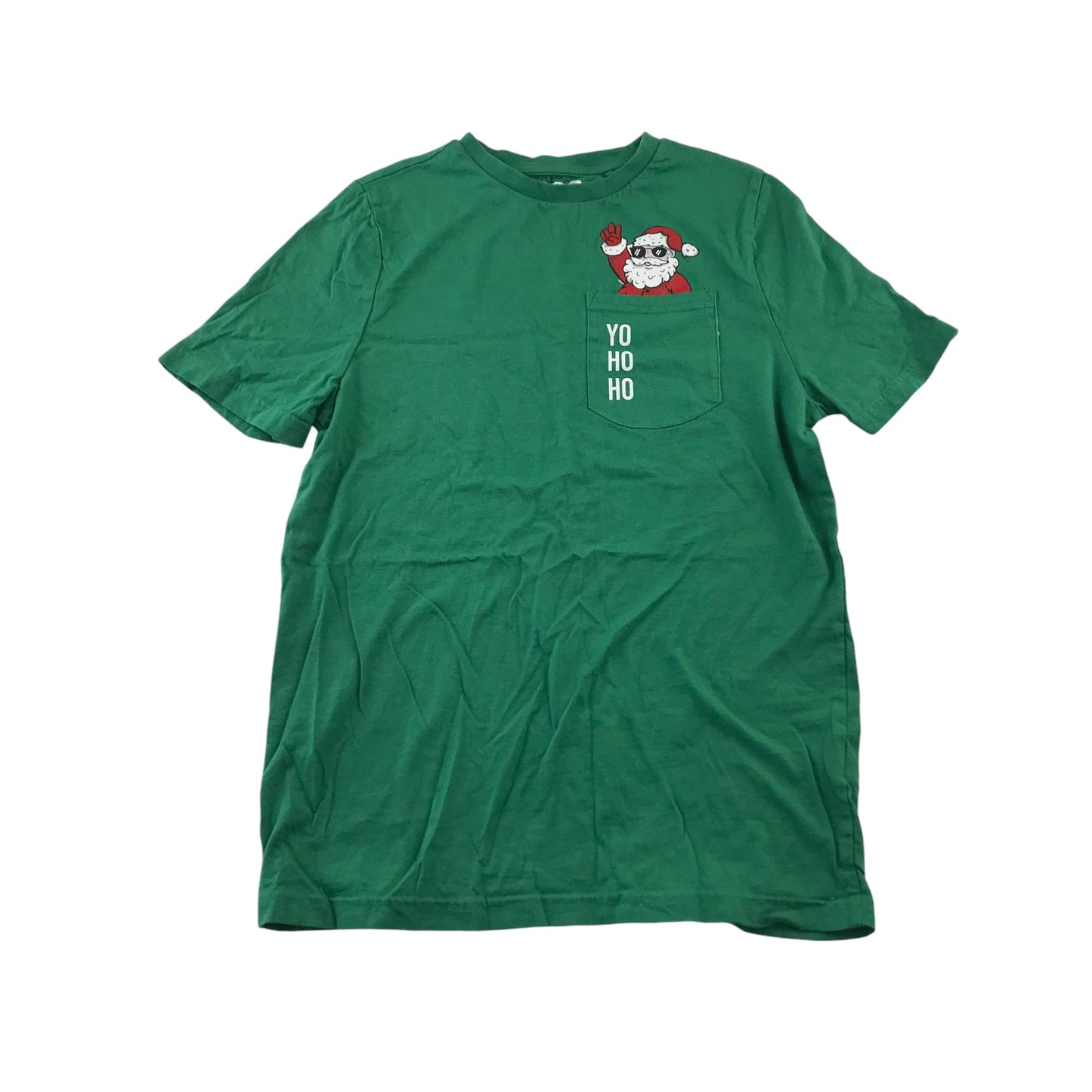 F&F Festive T-Shirt 11-12 years green Santa Graphic Cotton