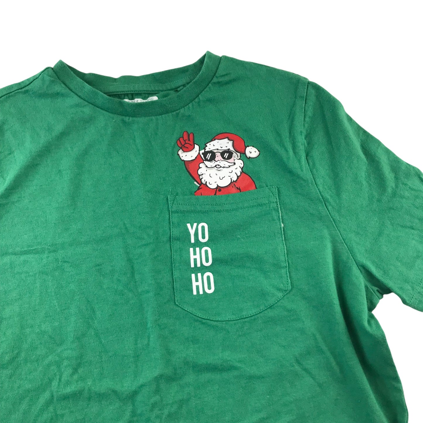 F&F Festive T-Shirt 11-12 years green Santa Graphic Cotton