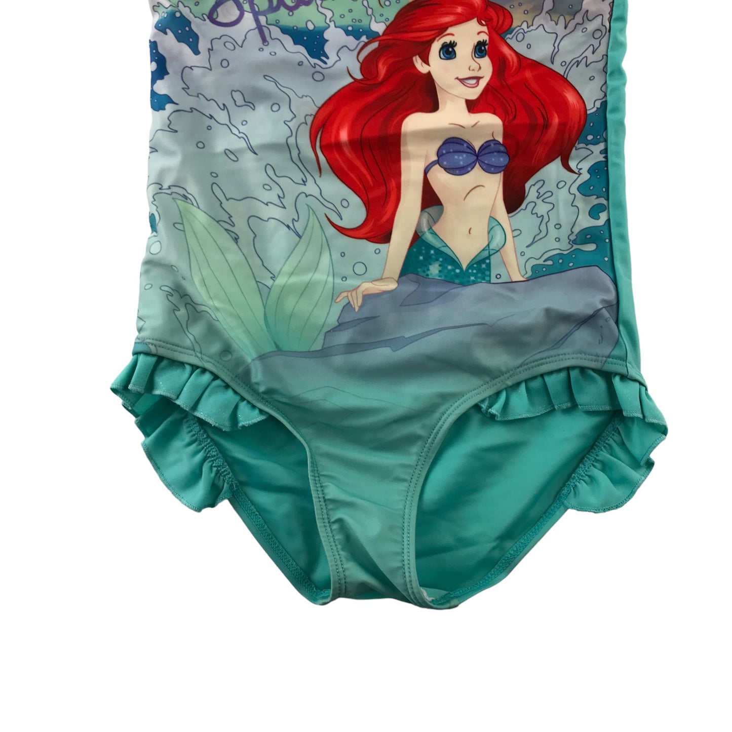 Disney Swimsuit Age 11 Aqua Blue Disney Little Mermaid Ariel One Piece Cossie