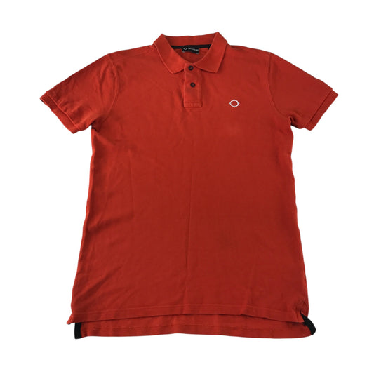 MA.Strum polo shirt men's S orange plain with white logo cotton