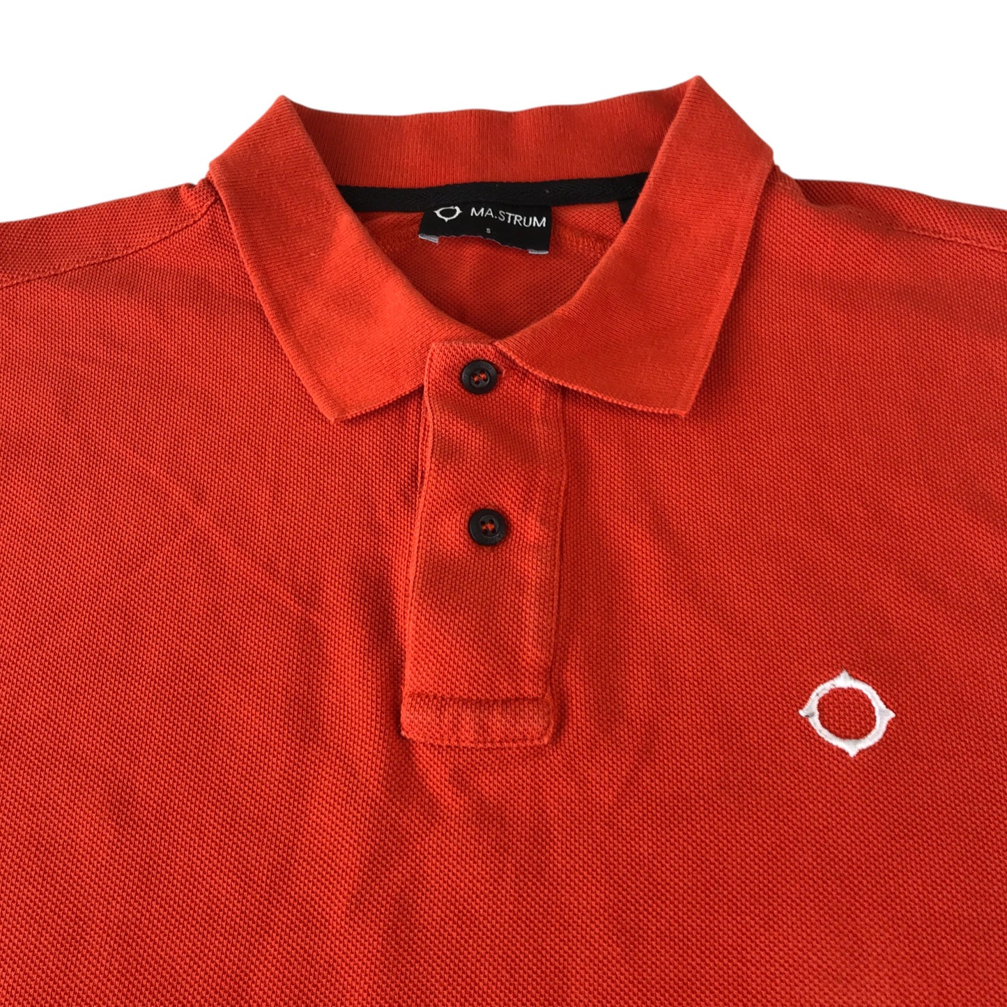 MA.Strum polo shirt men's S orange plain with white logo cotton