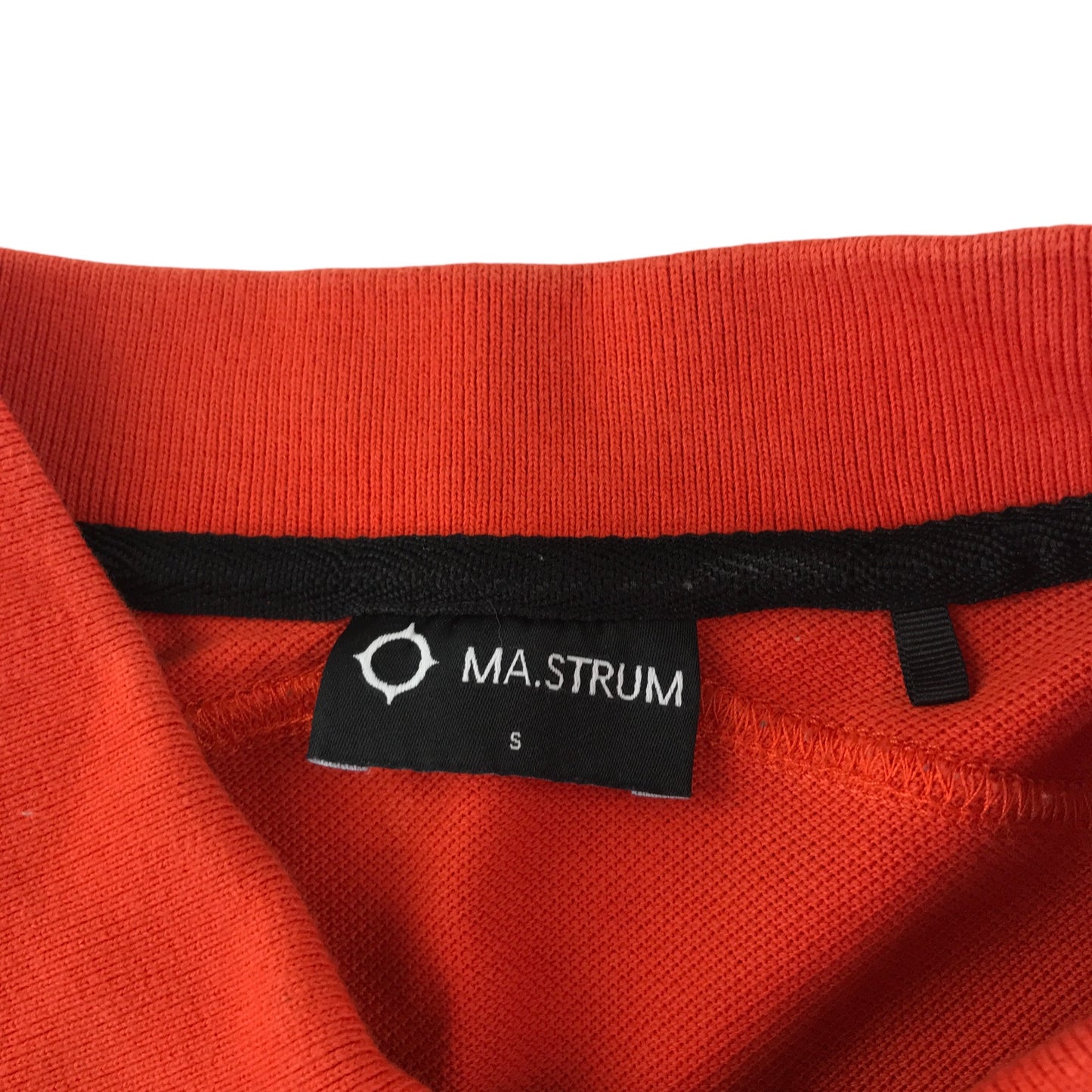 MA.Strum polo shirt men's S orange plain with white logo cotton