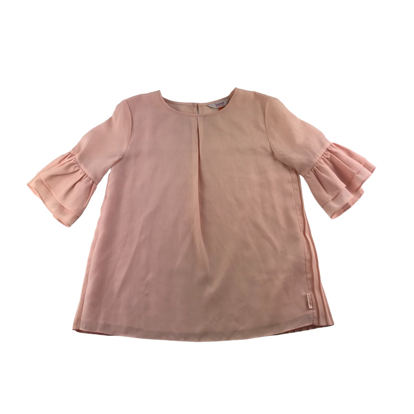 Ted Baker Blouse Age 9 Pink Pleated frill Sleeves and Back