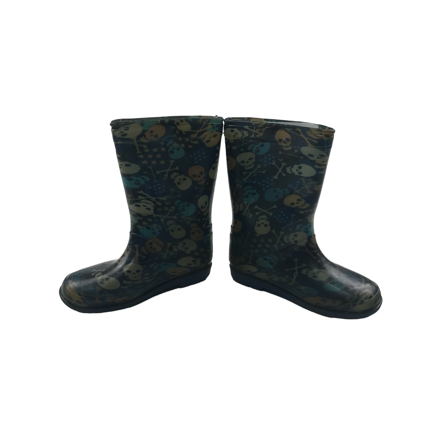 Navy Blue Skull and Cross Bones Wellies Shoe Size 10 junior