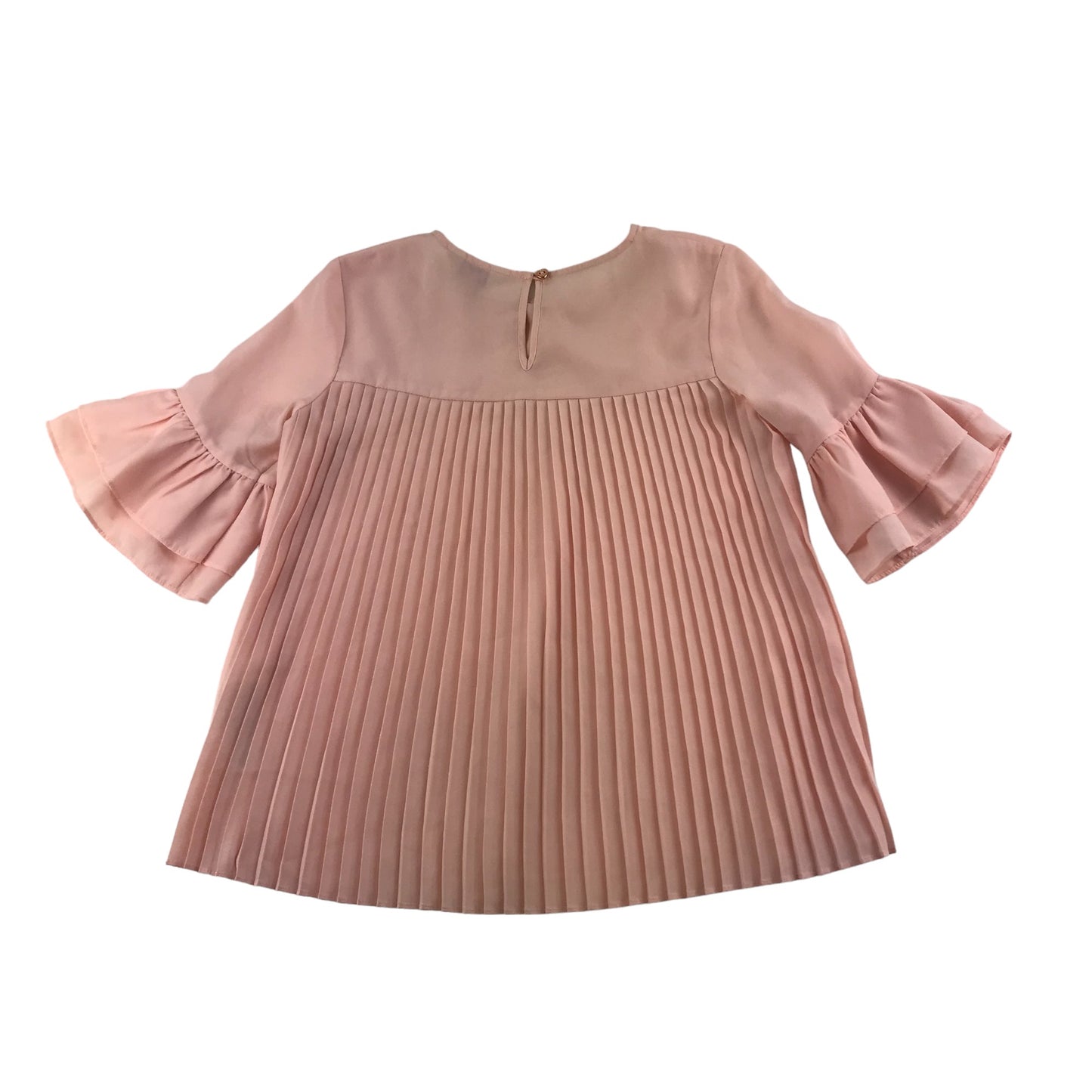 Ted Baker Blouse Age 9 Pink Pleated frill Sleeves and Back