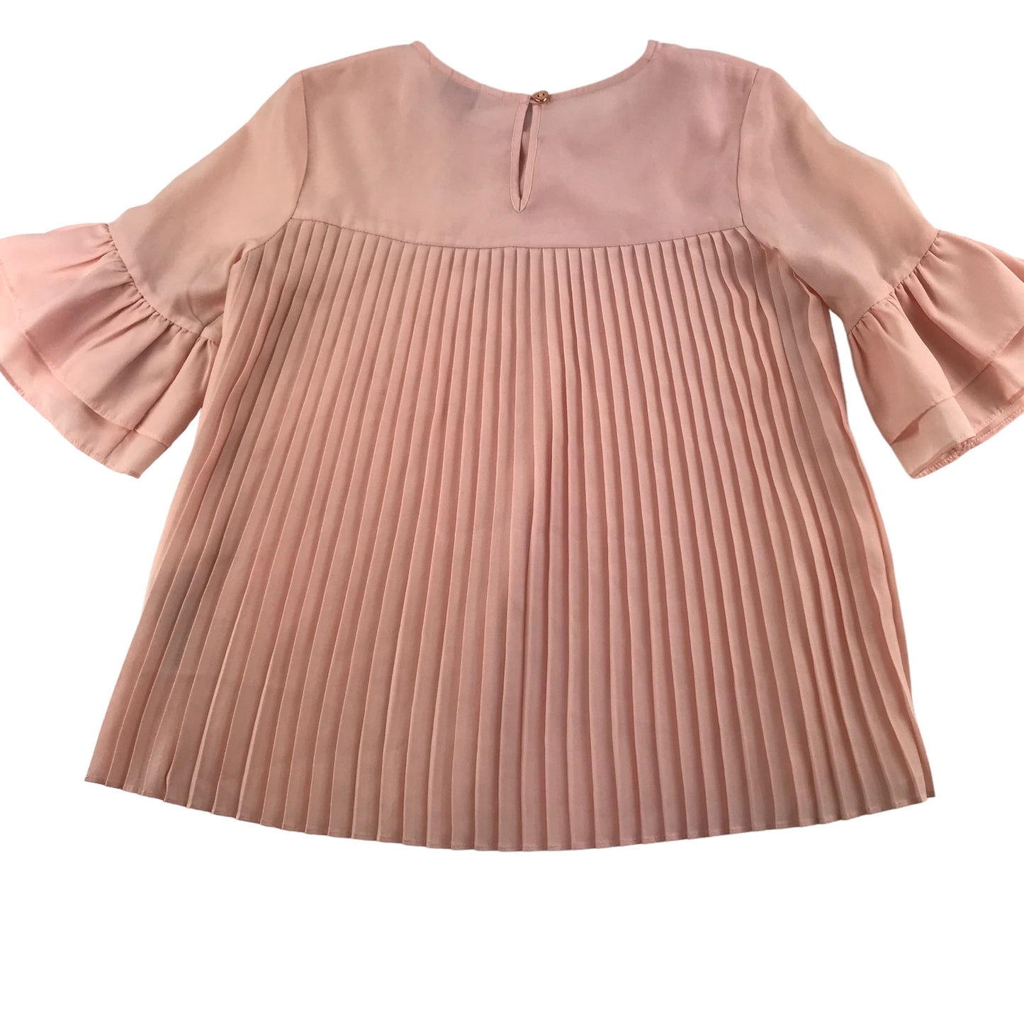 Ted Baker Blouse Age 9 Pink Pleated frill Sleeves and Back