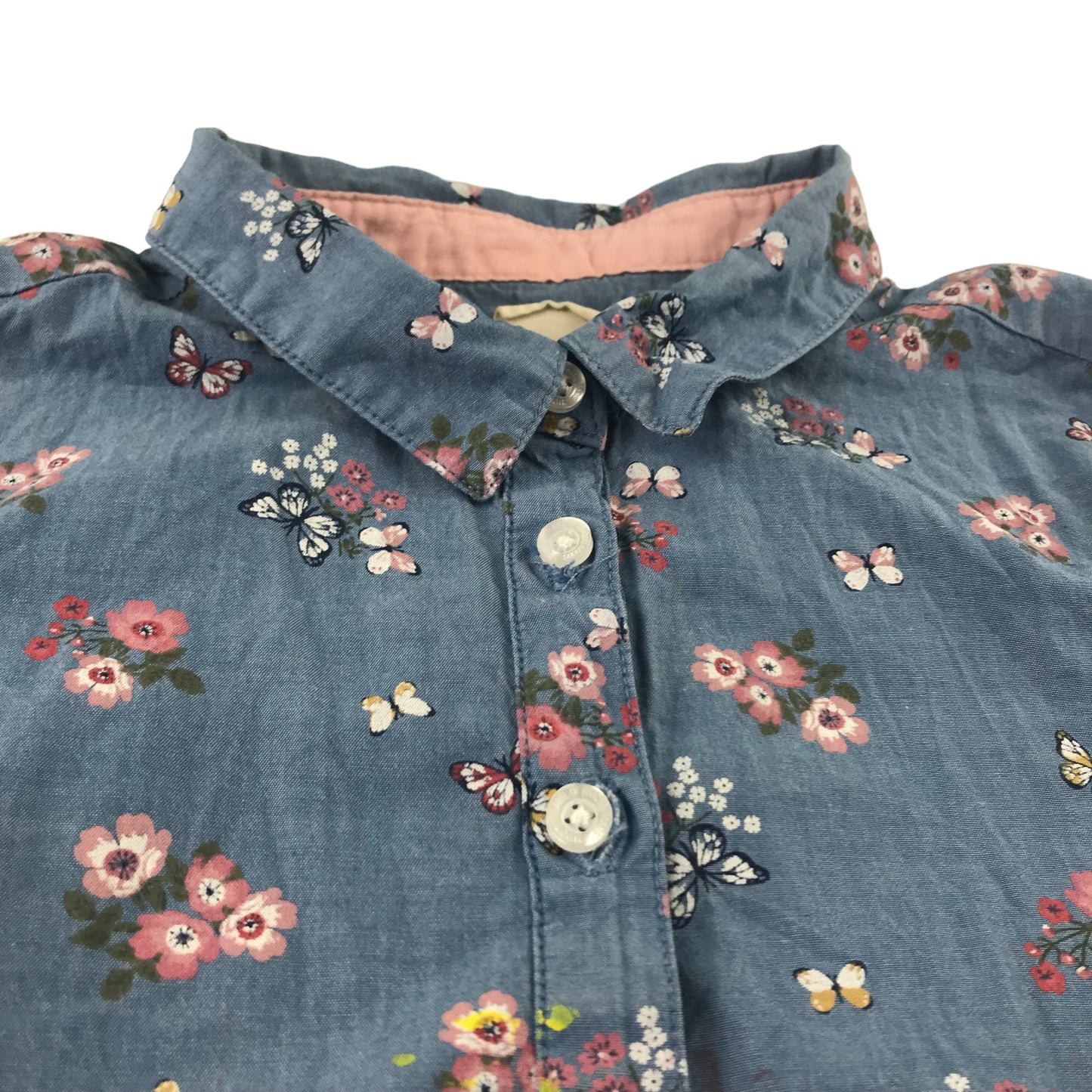 H&M Dress 8-9 years Blue Floral Long Sleeve Shirt