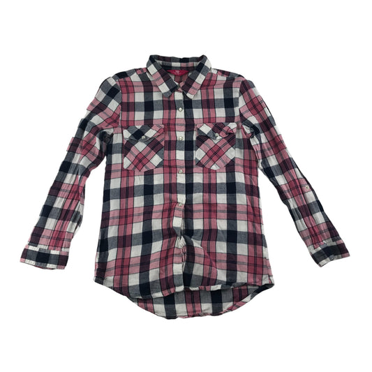 Young Dimensions Shirt Age 10 Navy Pink Checked Pattern Button up Cotton
