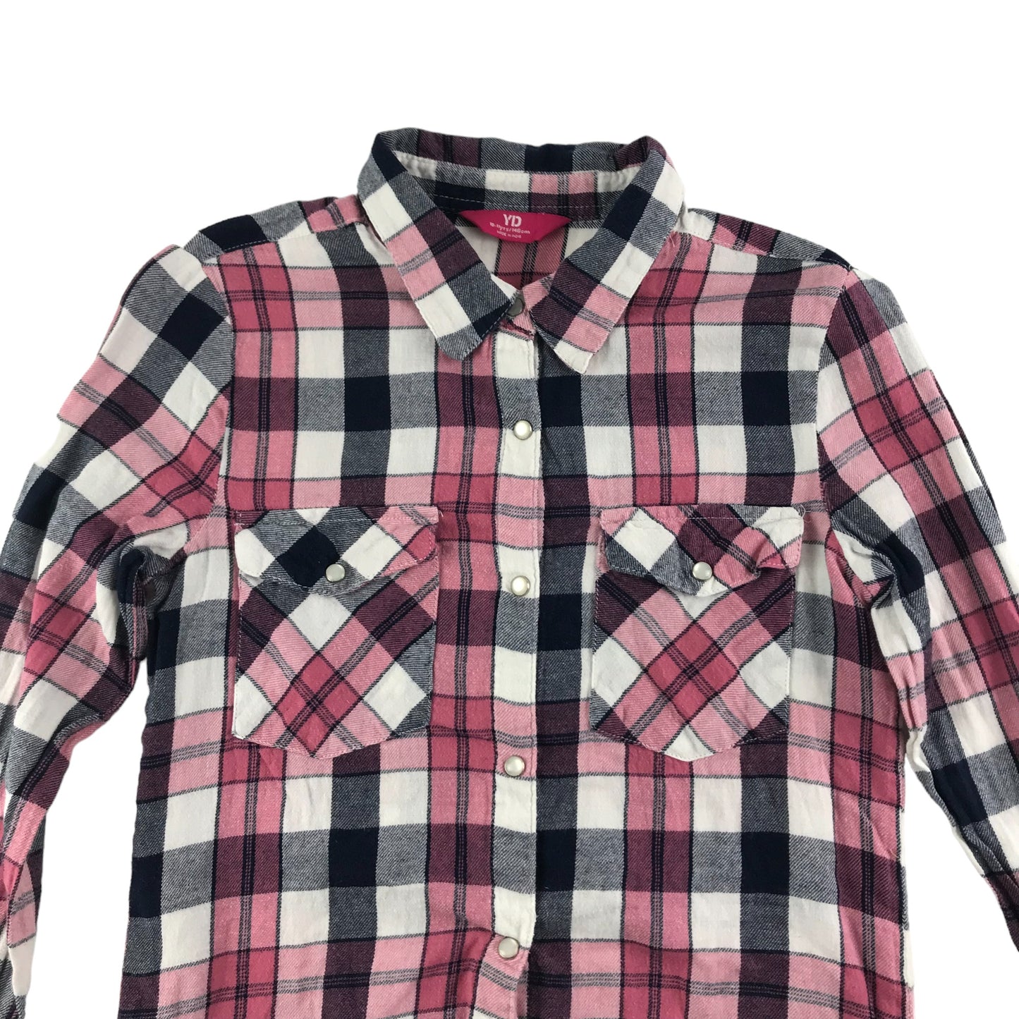 Young Dimensions Shirt Age 10 Navy Pink Checked Pattern Button up Cotton