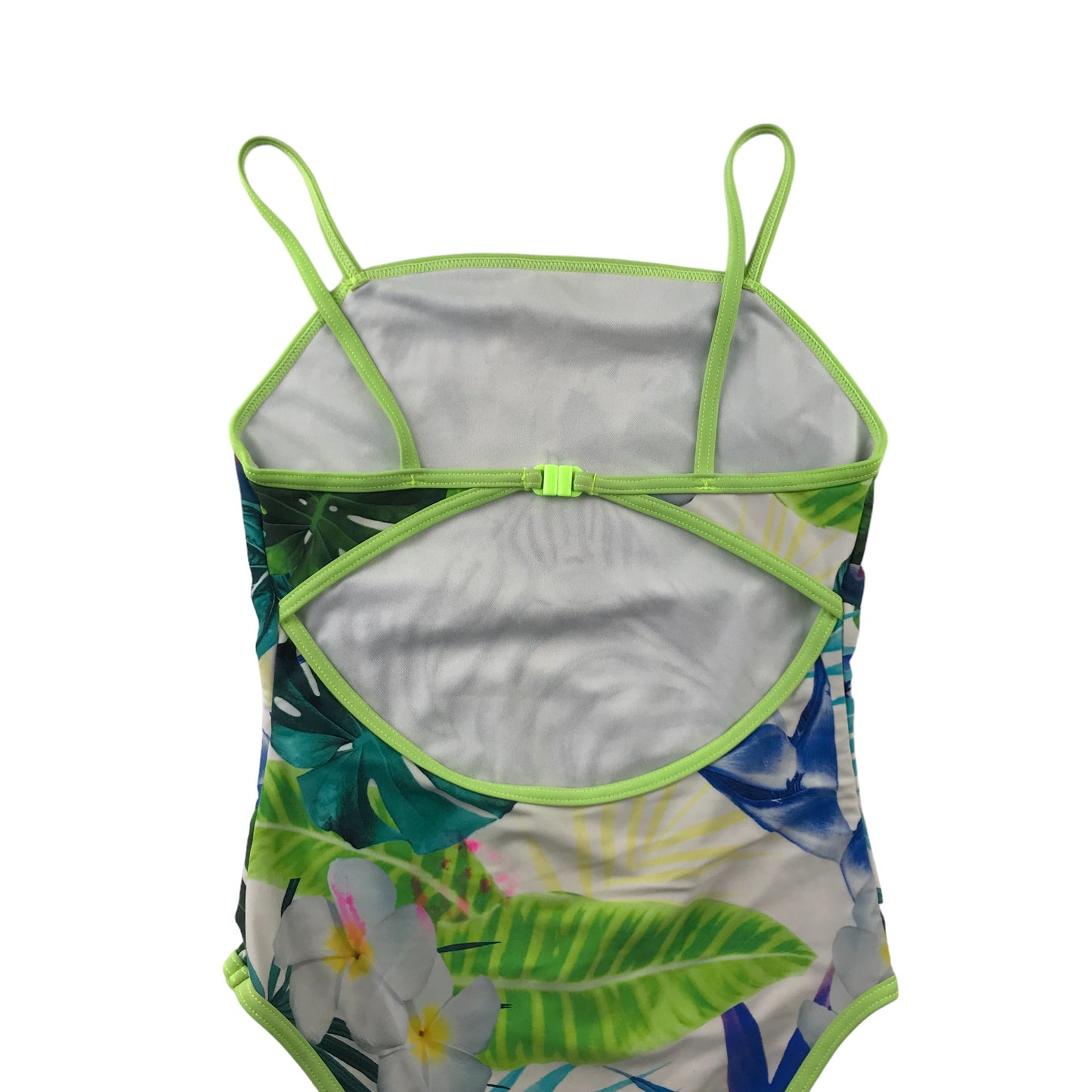 Bluezoo Swimsuit Age 9 Blue and Green Leafy Sequin Zebra One Piece Cossie