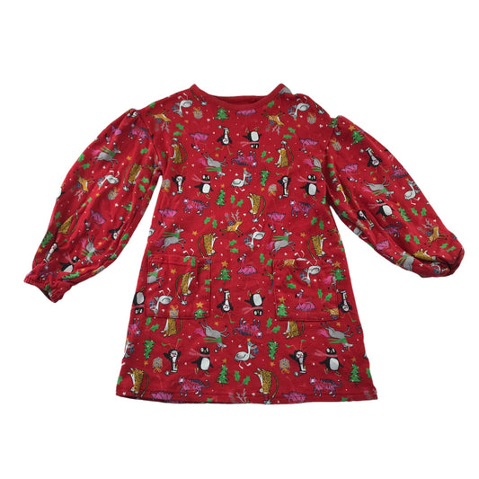 Next dress red festive print pattern long sleeve cotton