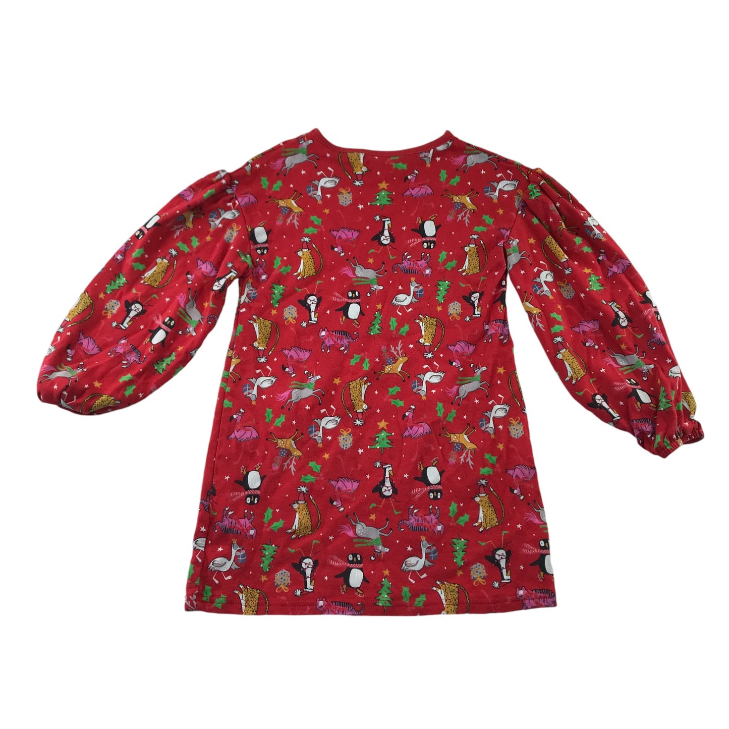 Next dress red festive print pattern long sleeve cotton