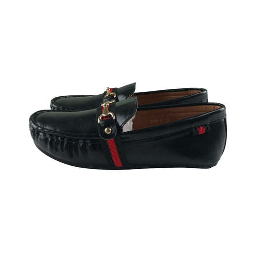 Moccasin style shoes size UK 1 black slip-ons with buckle detail