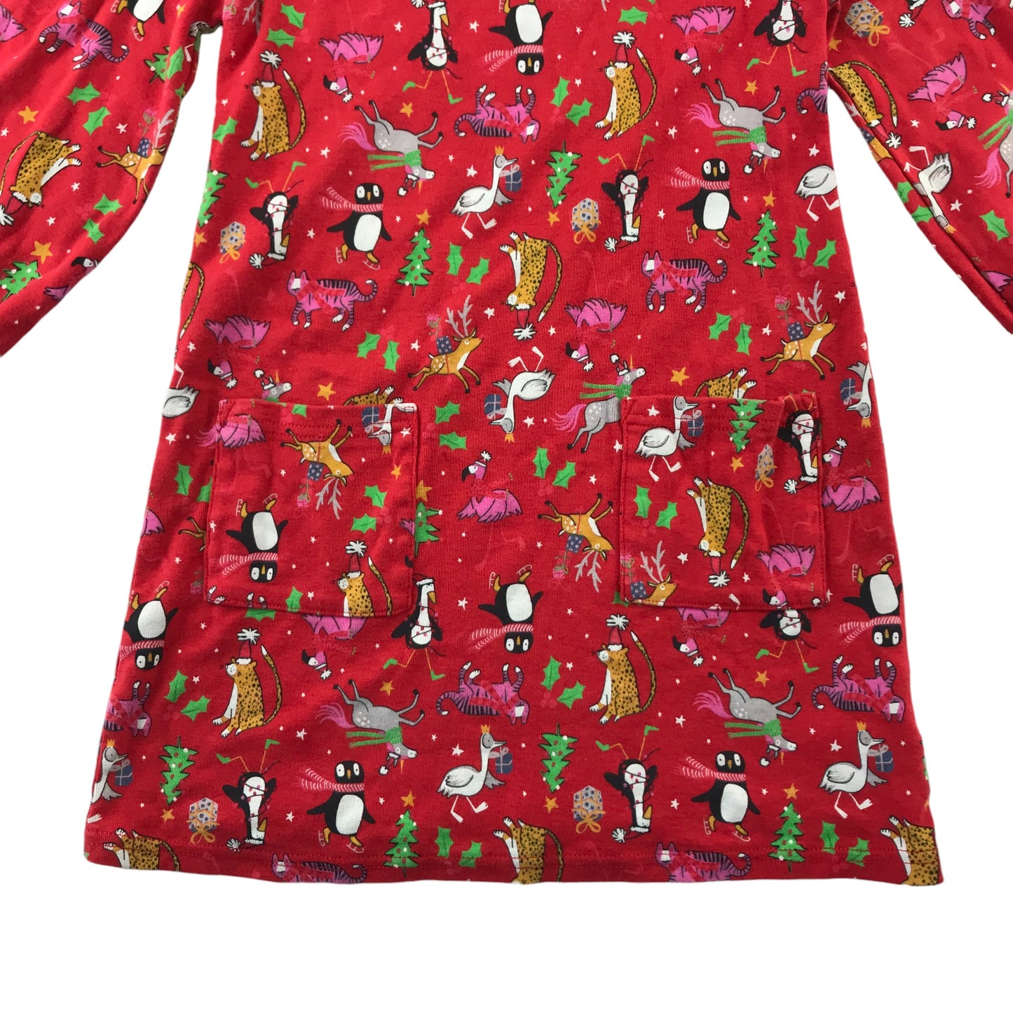 Next dress red festive print pattern long sleeve cotton