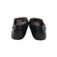 Moccasin style shoes size UK 1 black slip-ons with buckle detail