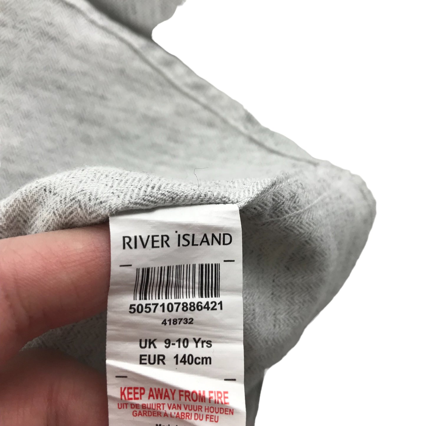 River Island Shirt Age 9 Light Grey Long Sleeve Button Up Cotton Linen Blend