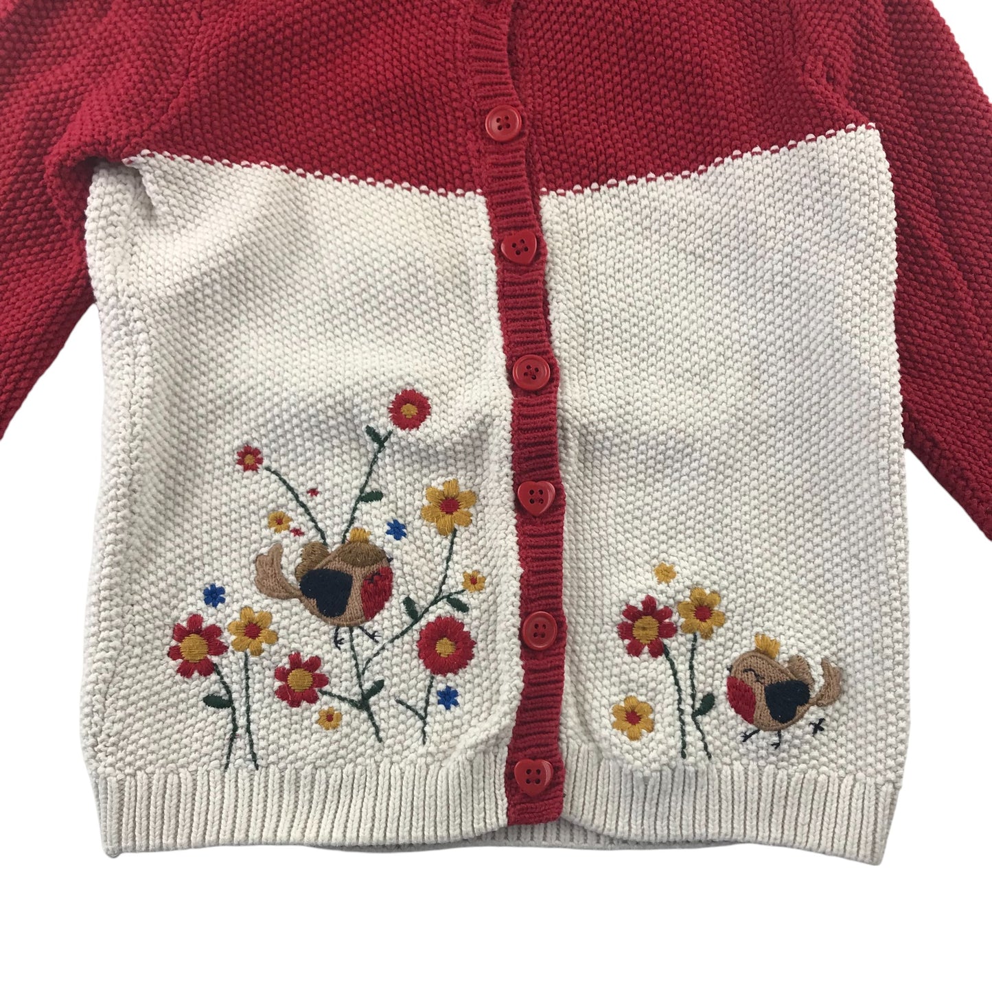 Tu cardigan 4-5 years red and white floral embroidered cotton