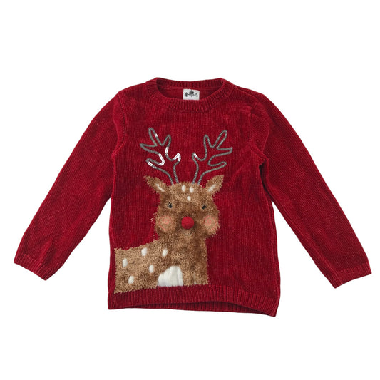 George festive jumper 5-6 Years red Rudolph reindeer