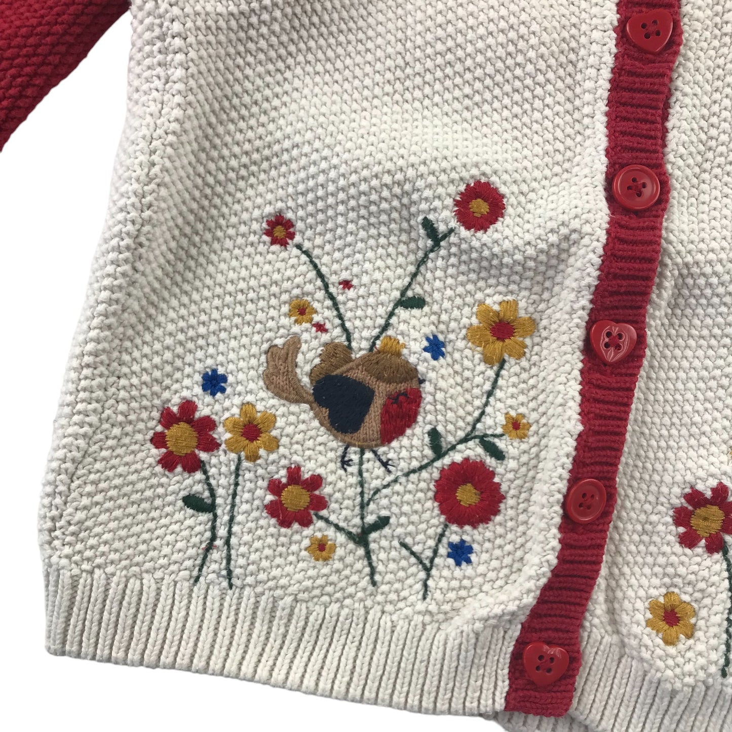 Tu cardigan 4-5 years red and white floral embroidered cotton