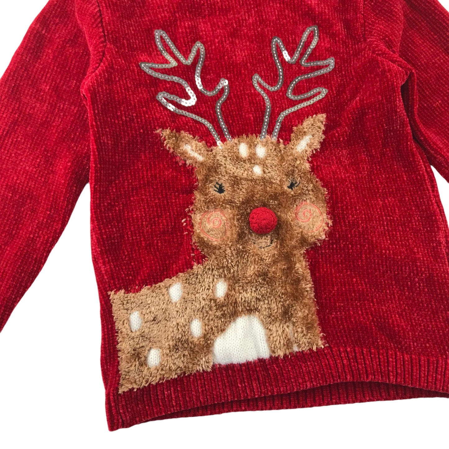 George festive jumper 5-6 Years red Rudolph reindeer