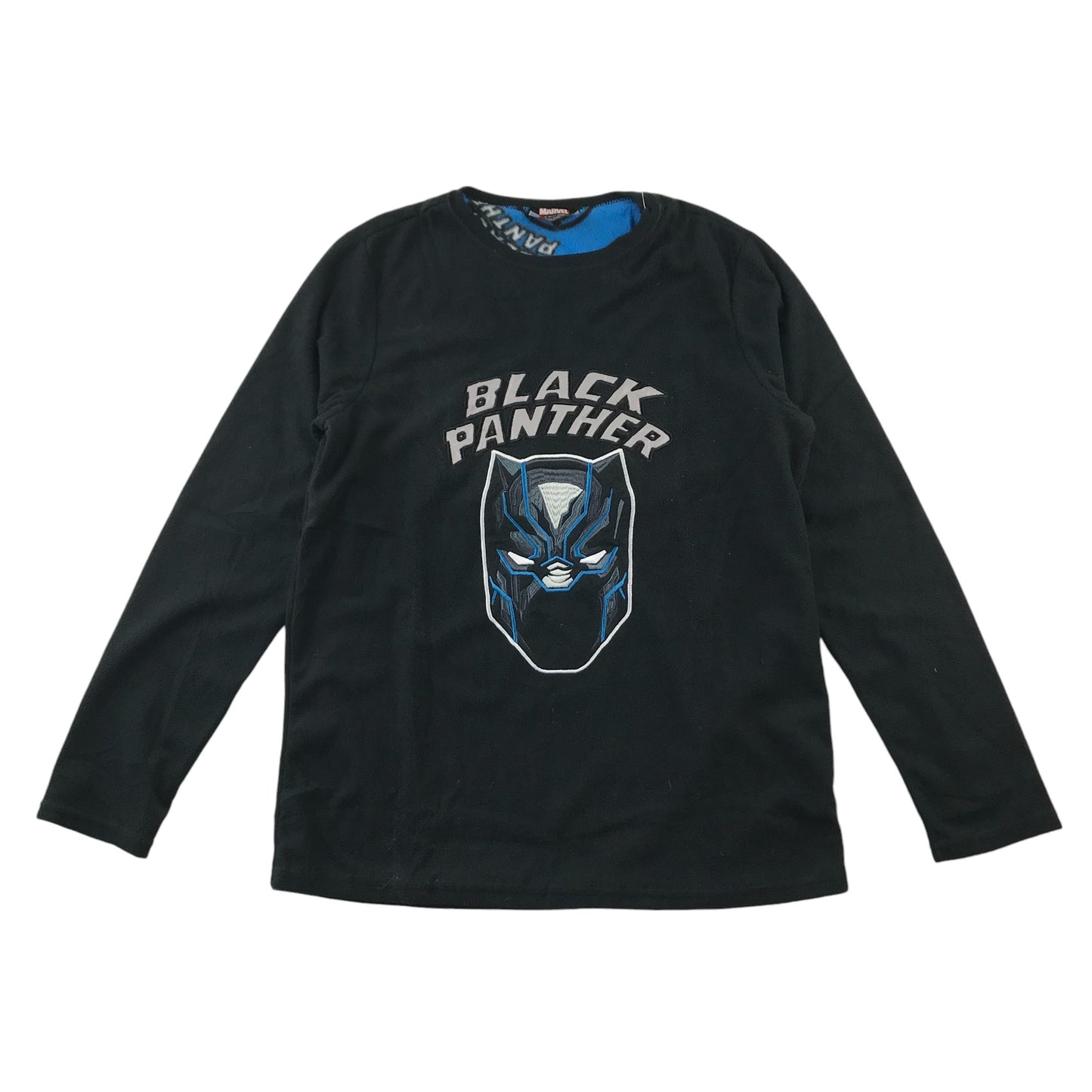 Primark pyjama set 13-14 years black and Blue Marvel Black Panther fluffy warm