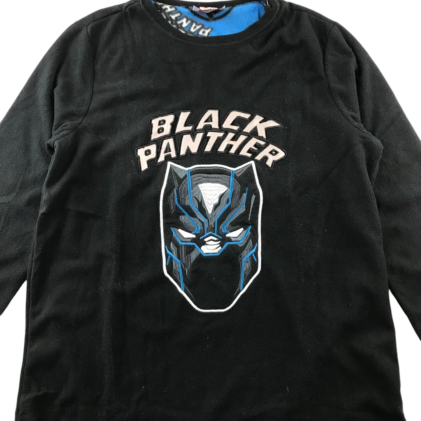 Primark pyjama set 13-14 years black and Blue Marvel Black Panther fluffy warm