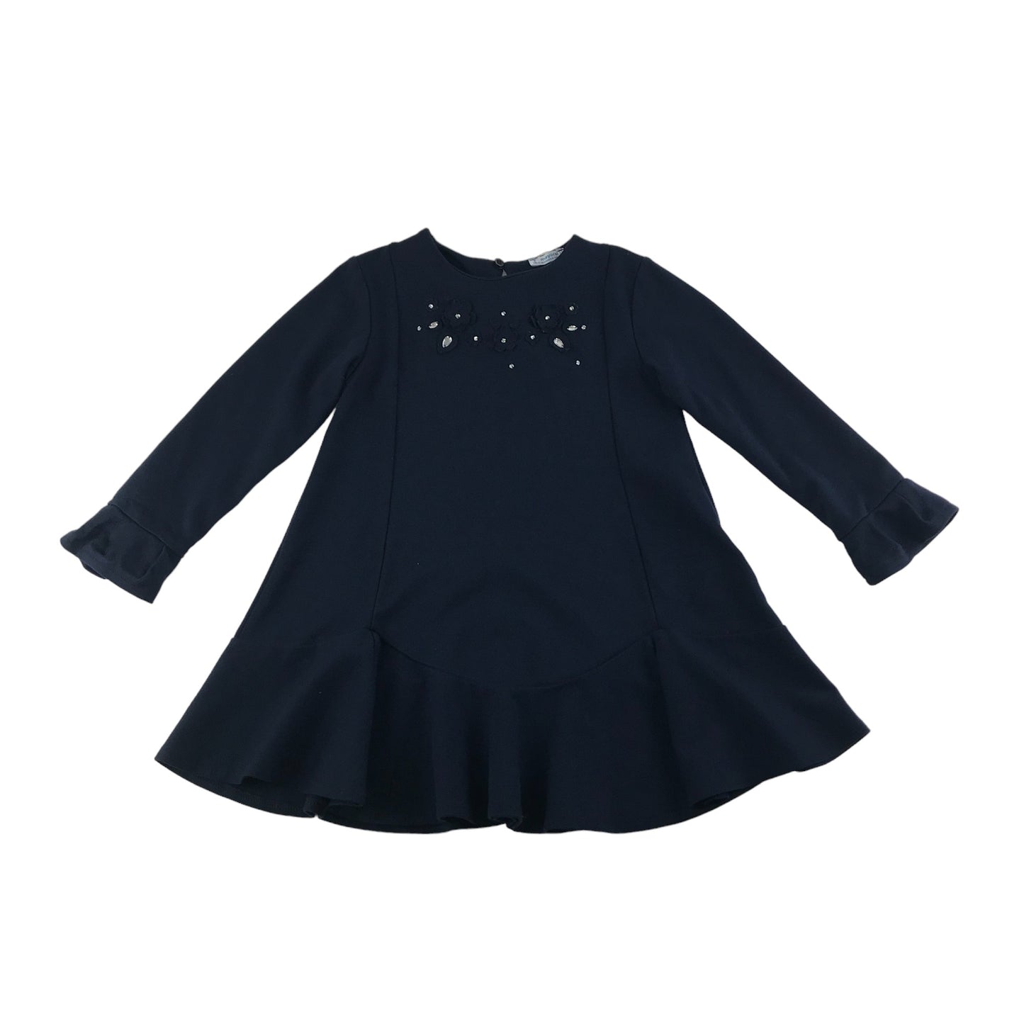 Mayoral Dress Age 5 Navy Blue A-line Flower Details