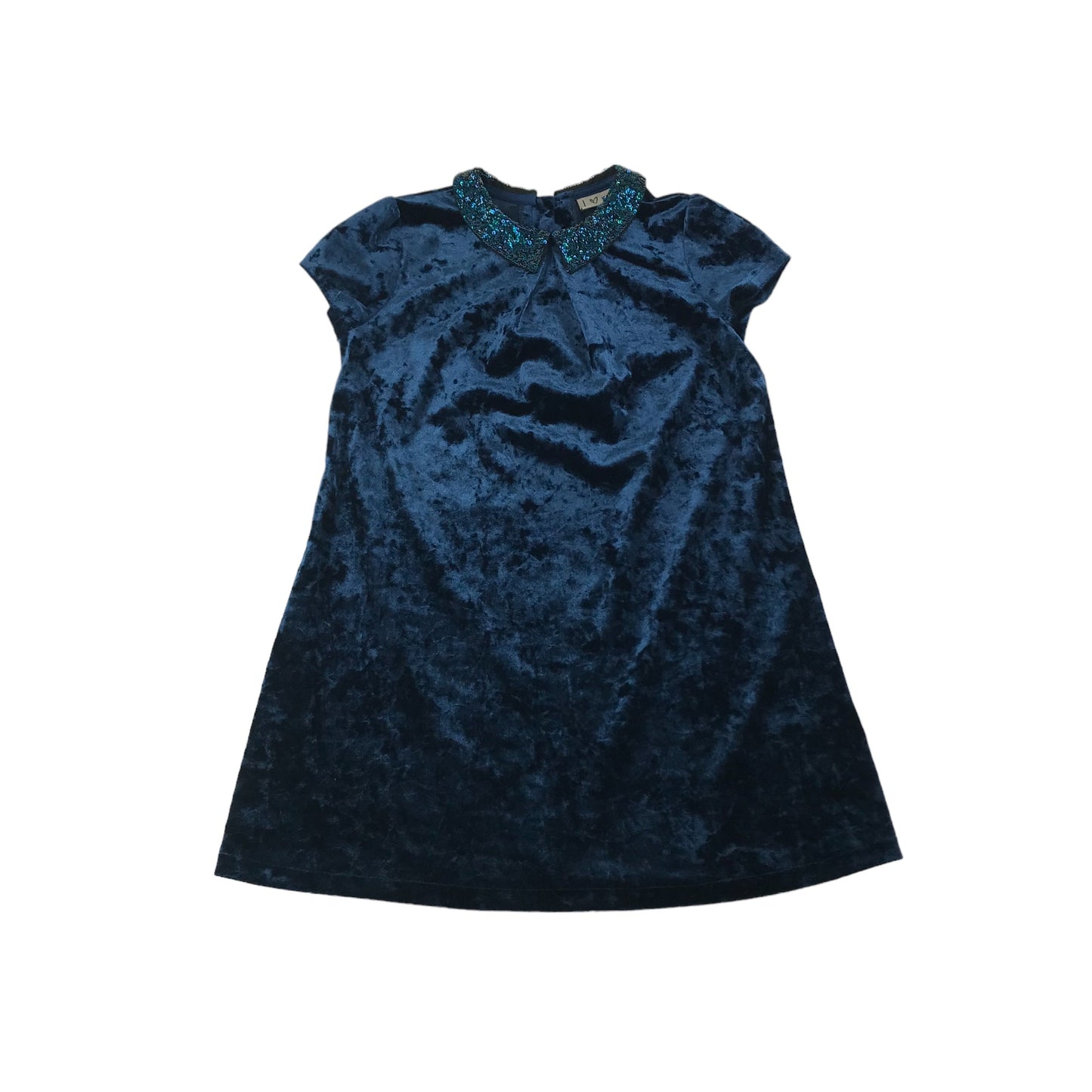 Next Dress Age 5 Blue Velvet Sequin Collar Details