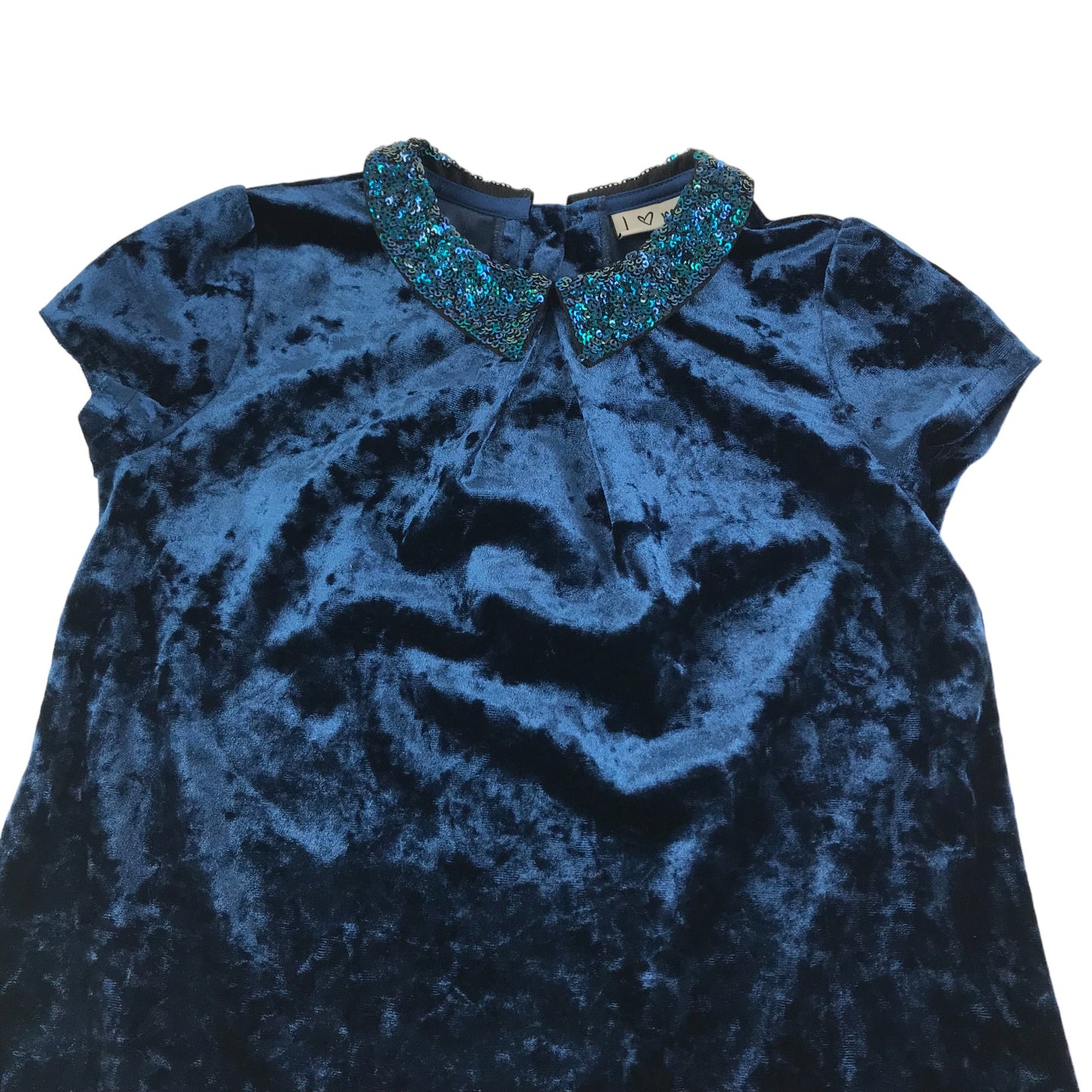 Next Dress Age 5 Blue Velvet Sequin Collar Details