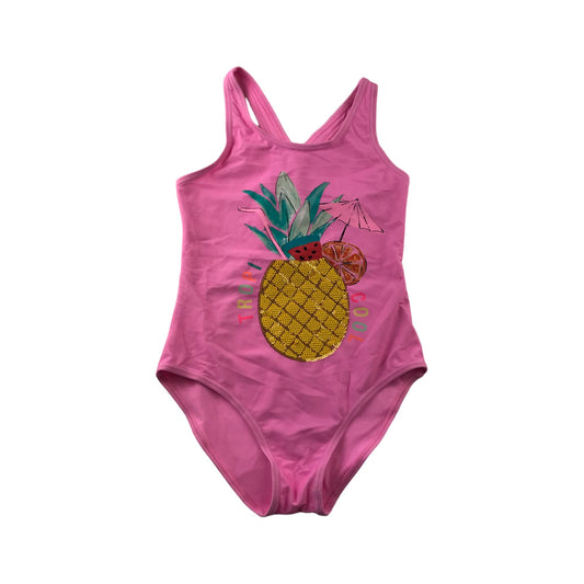 M&S Swimsuit Age 11 Pink Sequin Pineapple One Piece Cossie