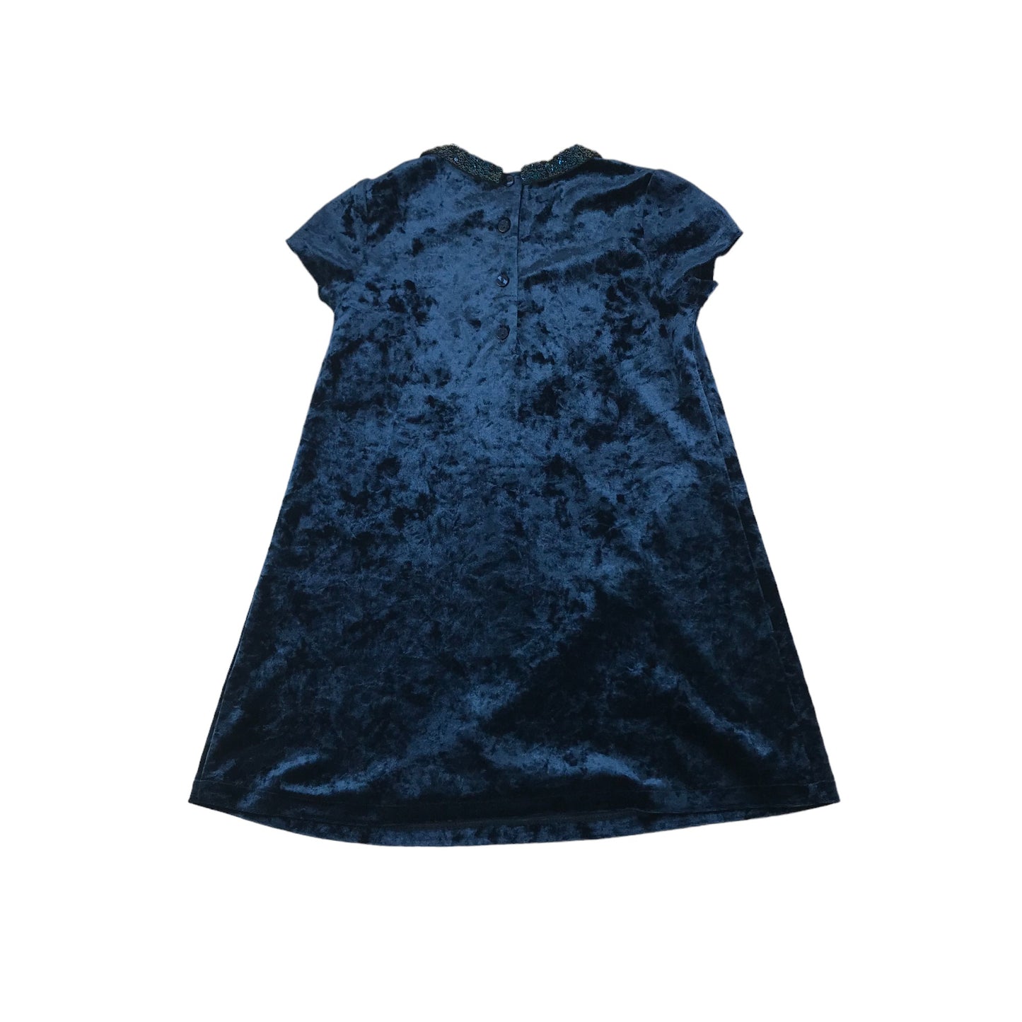 Next Dress Age 5 Blue Velvet Sequin Collar Details