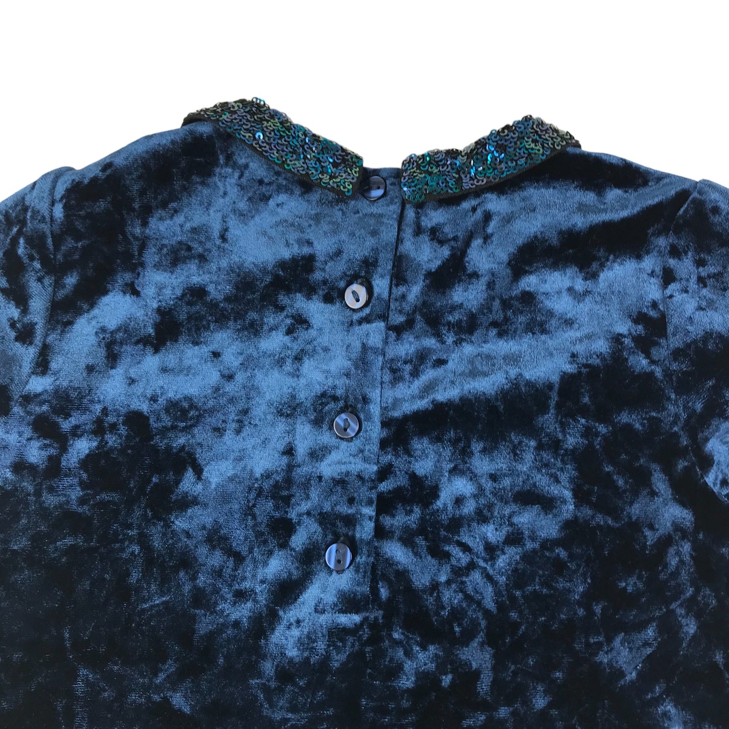 Next Dress Age 5 Blue Velvet Sequin Collar Details