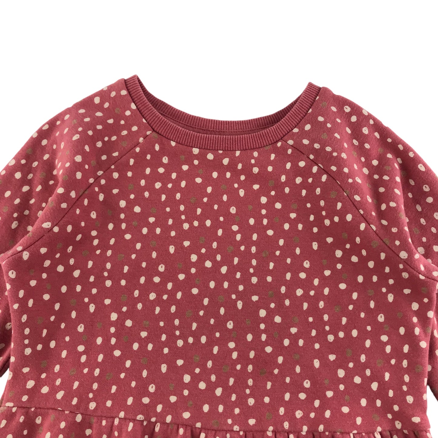 Nutmeg Dress Age 5 Pink Polka Dot Long Sleeve Jersey