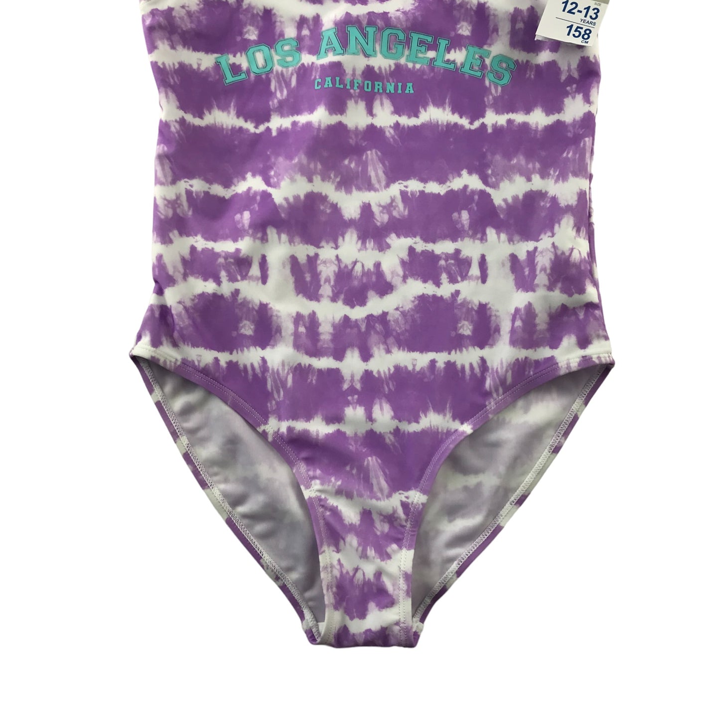 Primark Swimsuit Age 12 Lilac and White Tie Dye Los Angeles One Piece Cossie