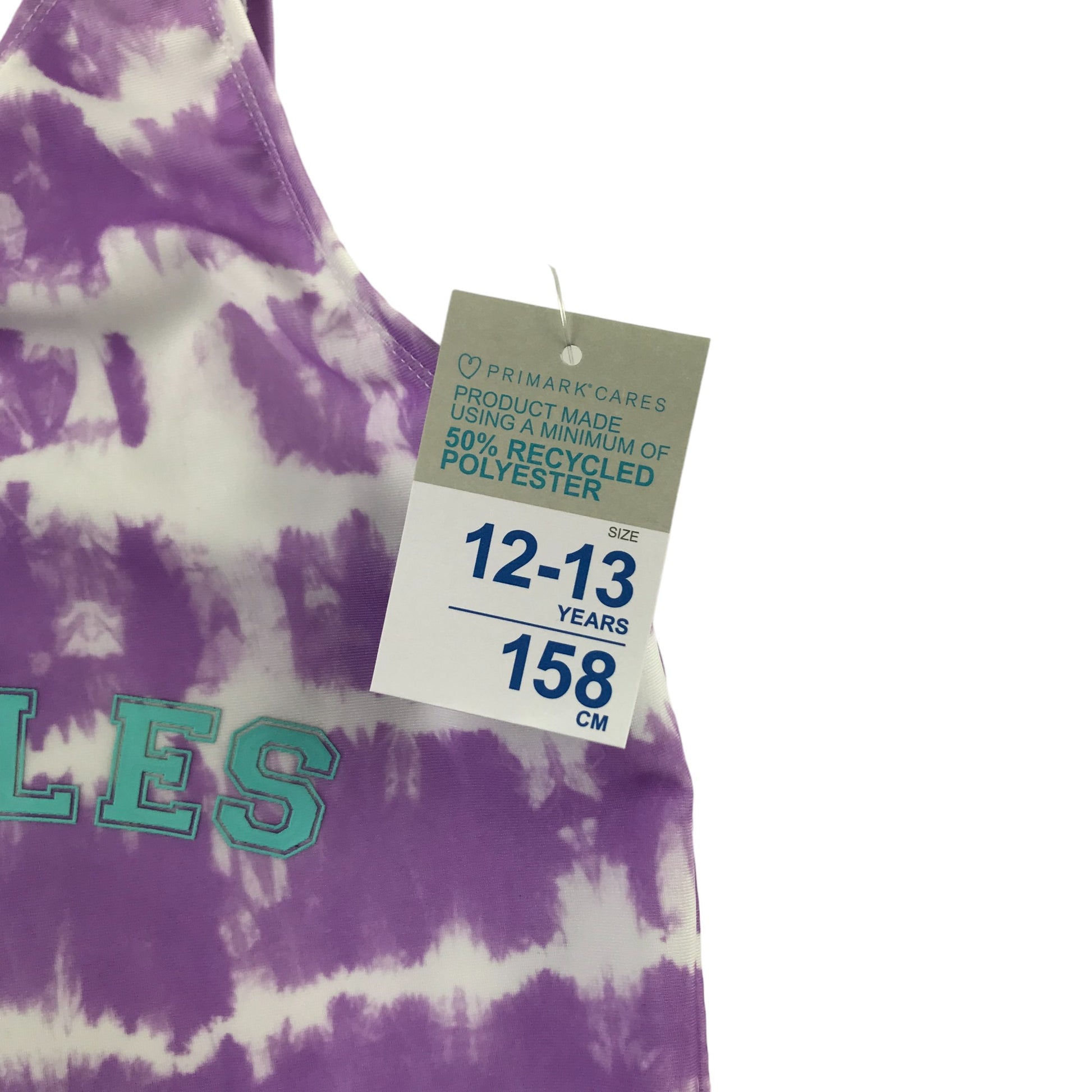 Primark Swimsuit Age 12 Lilac and White Tie Dye Los Angeles One