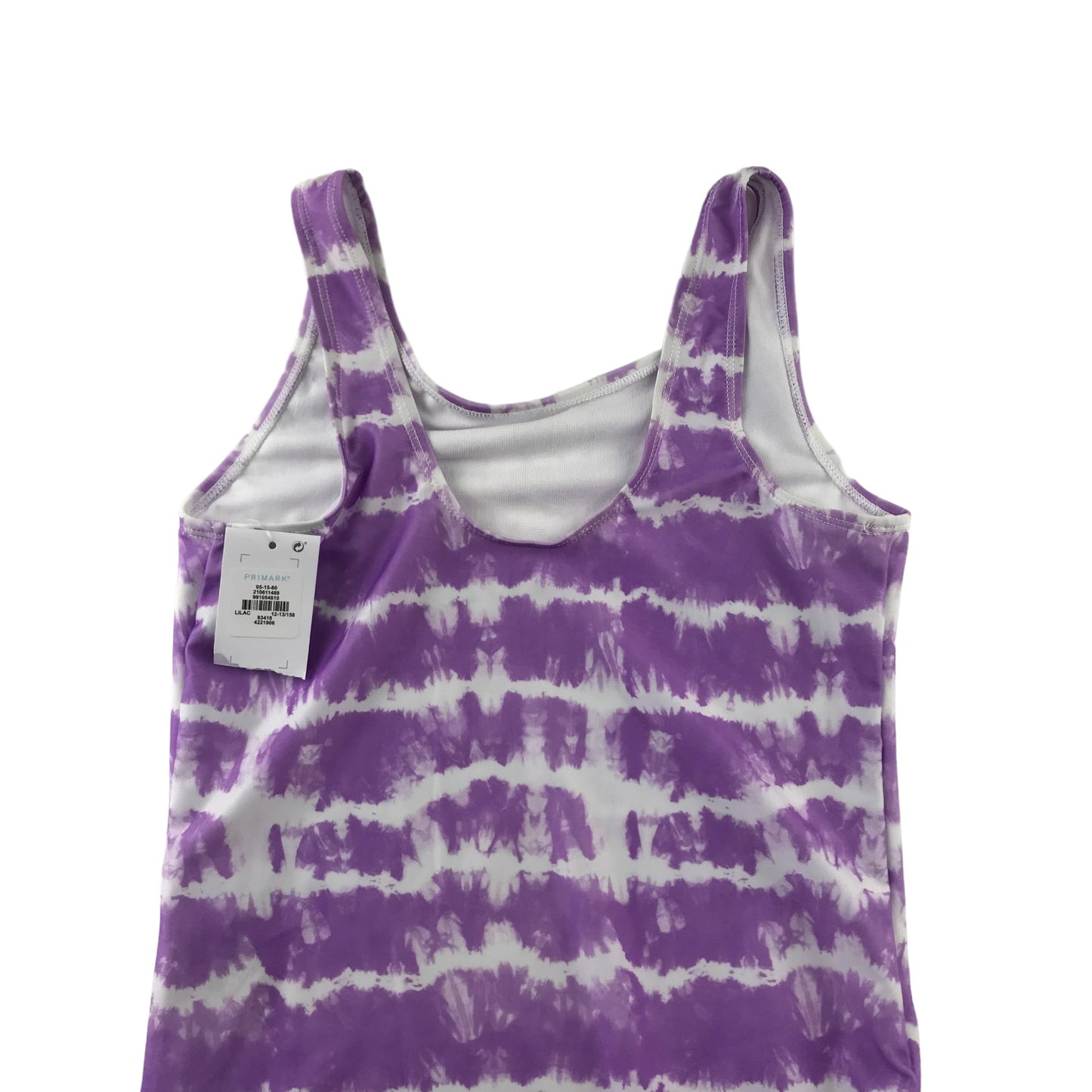 Primark Swimsuit Age 12 Lilac and White Tie Dye Los Angeles One Piece Cossie