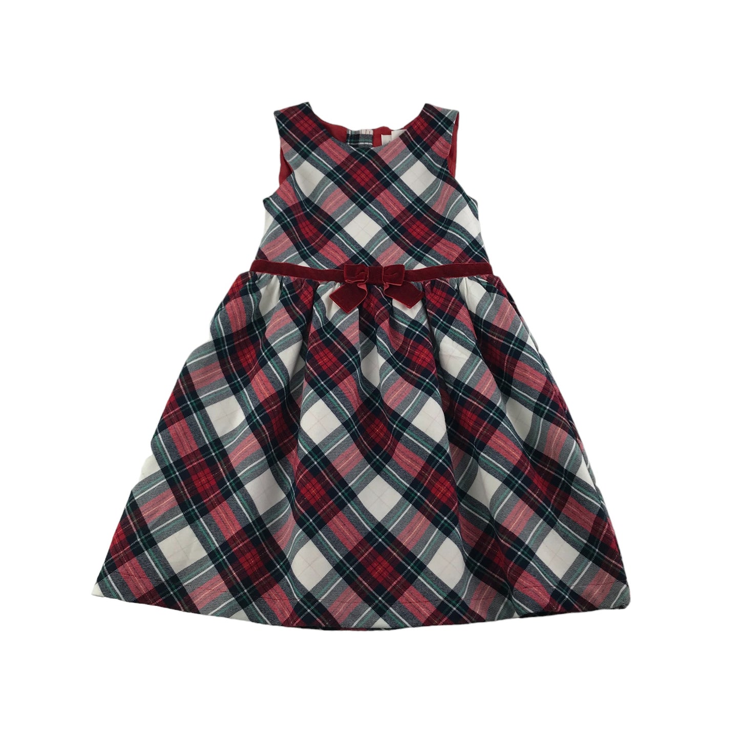 H&M Dress Age 7 Red White Check Pattern Sleeveless A-line