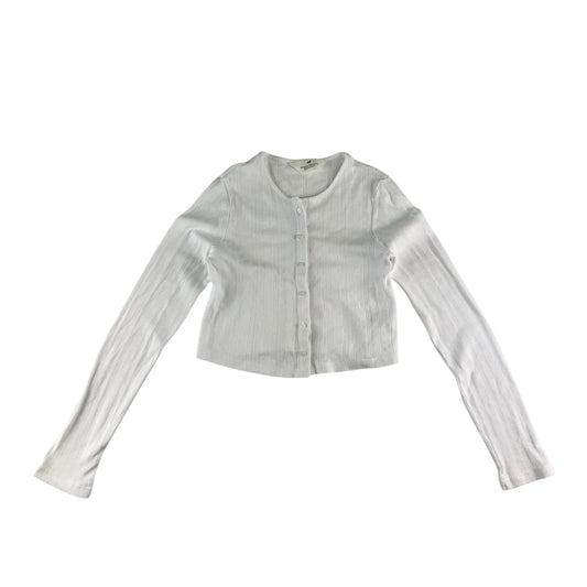 H&M cardigan 10-12 years white cropped button up cotton