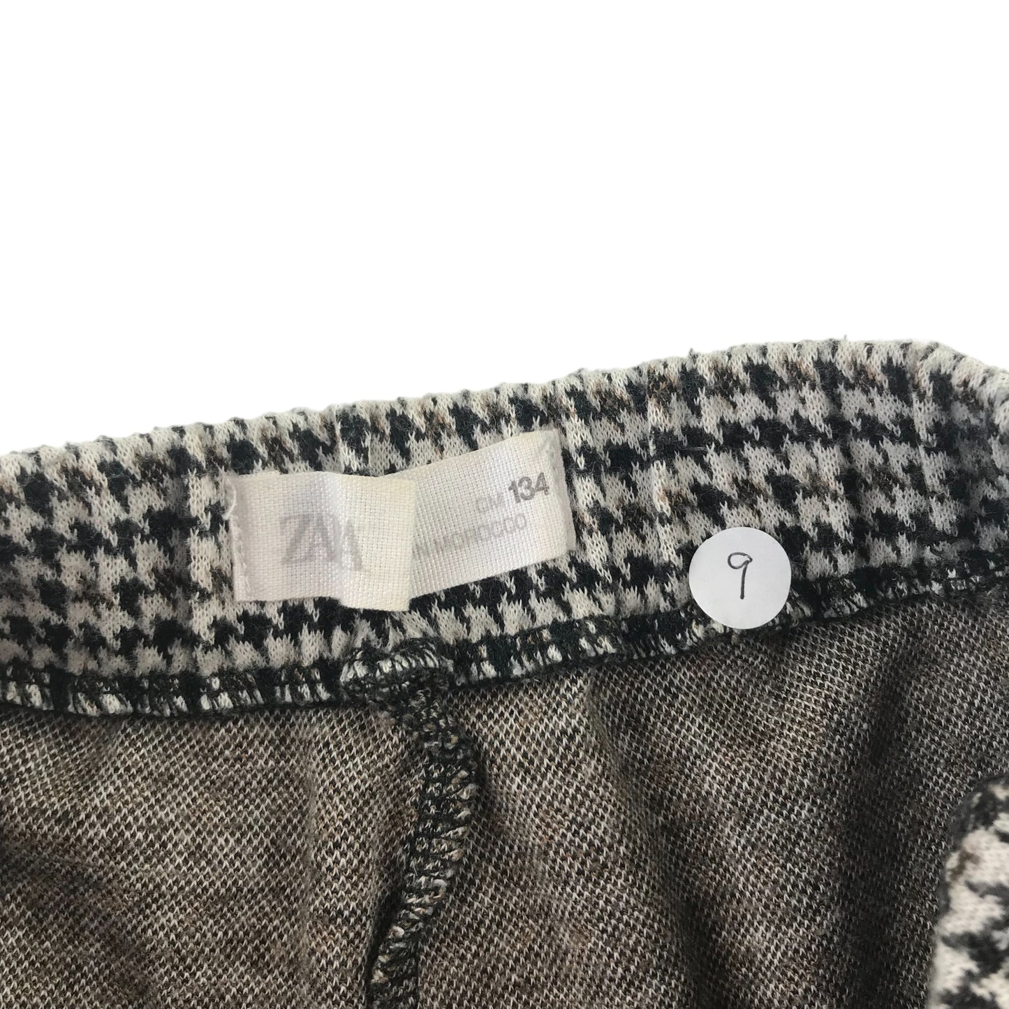 Zara skort 9 years black and white houndstooth knit pattern