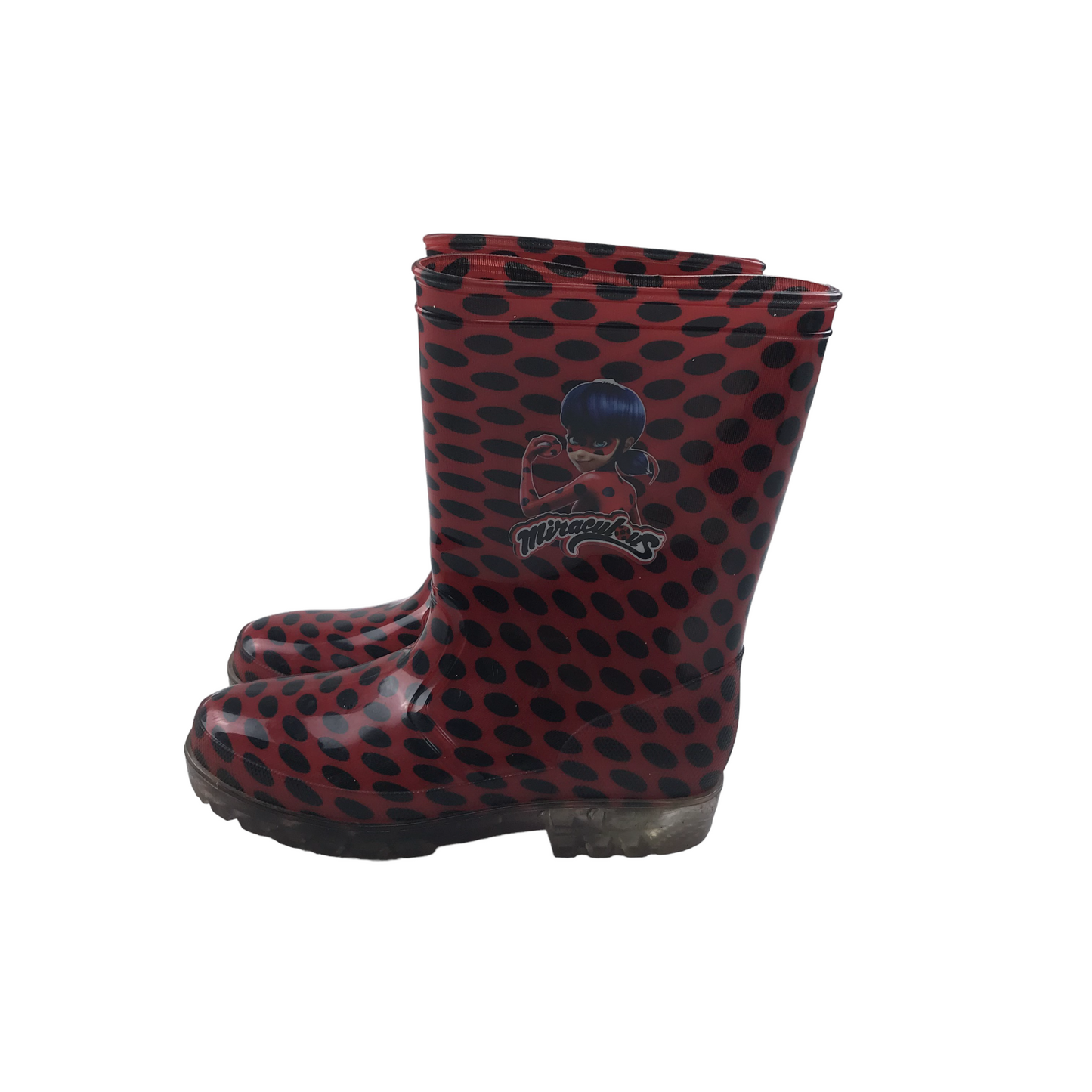 Red Miraculous Lady Bug Wellies Shoe Size 13 junior