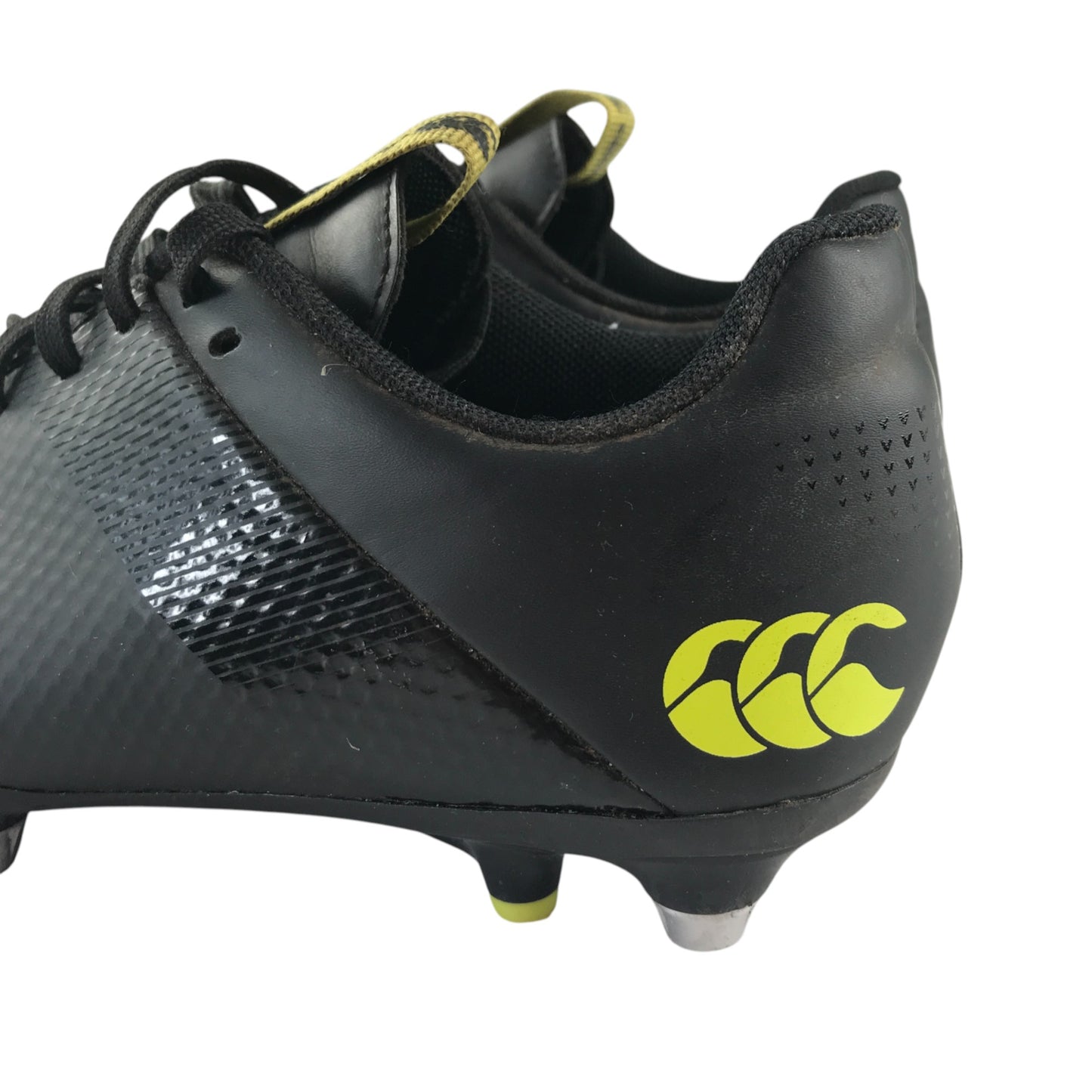 Canterbury rugby boots shoe size UK 6 black with yellow logos