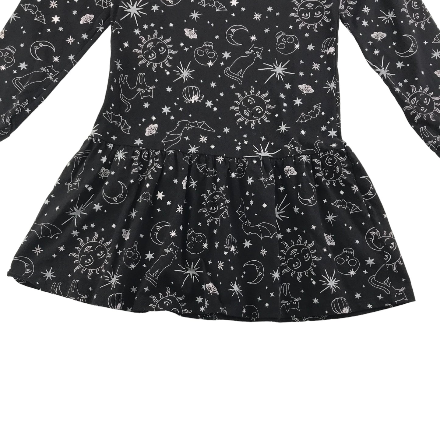 Tu Dress Age 10 Black Celestial Print Pattern T-shirt Dress Cotton