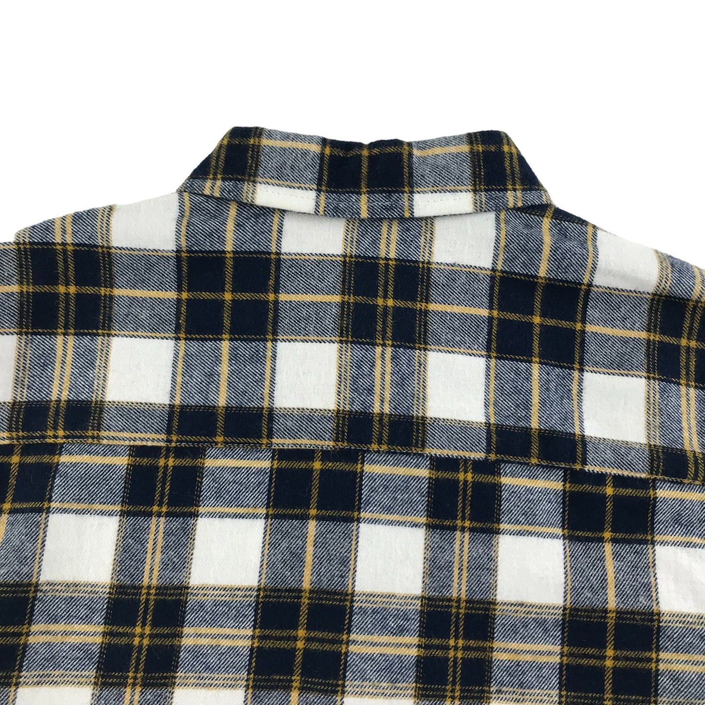 Primark Shirt Age 5 Navy White Mustard Check Pattern Long Sleeve Button Up Cotton