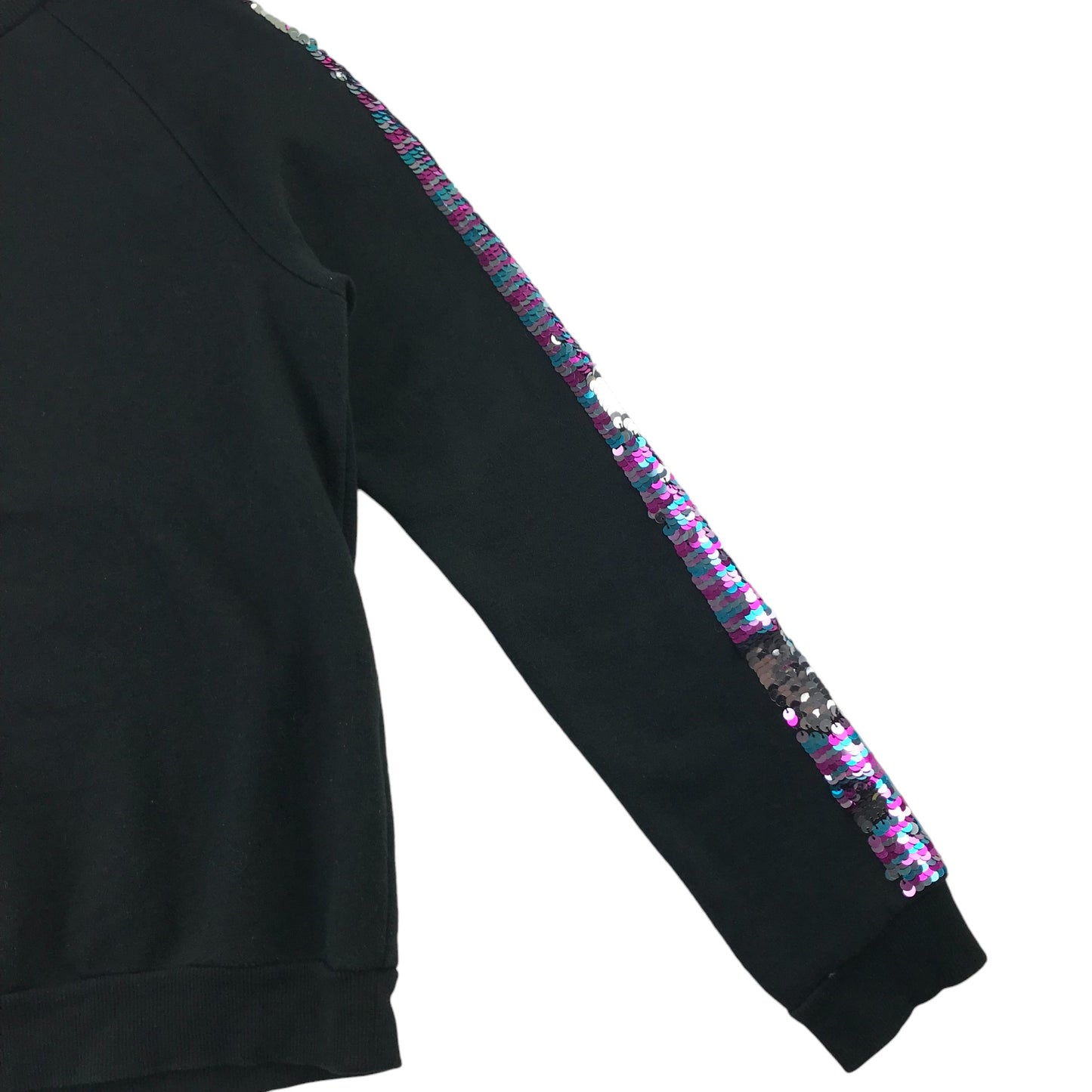 H&M sweater 12-14 years black with sequin shoulder stripe