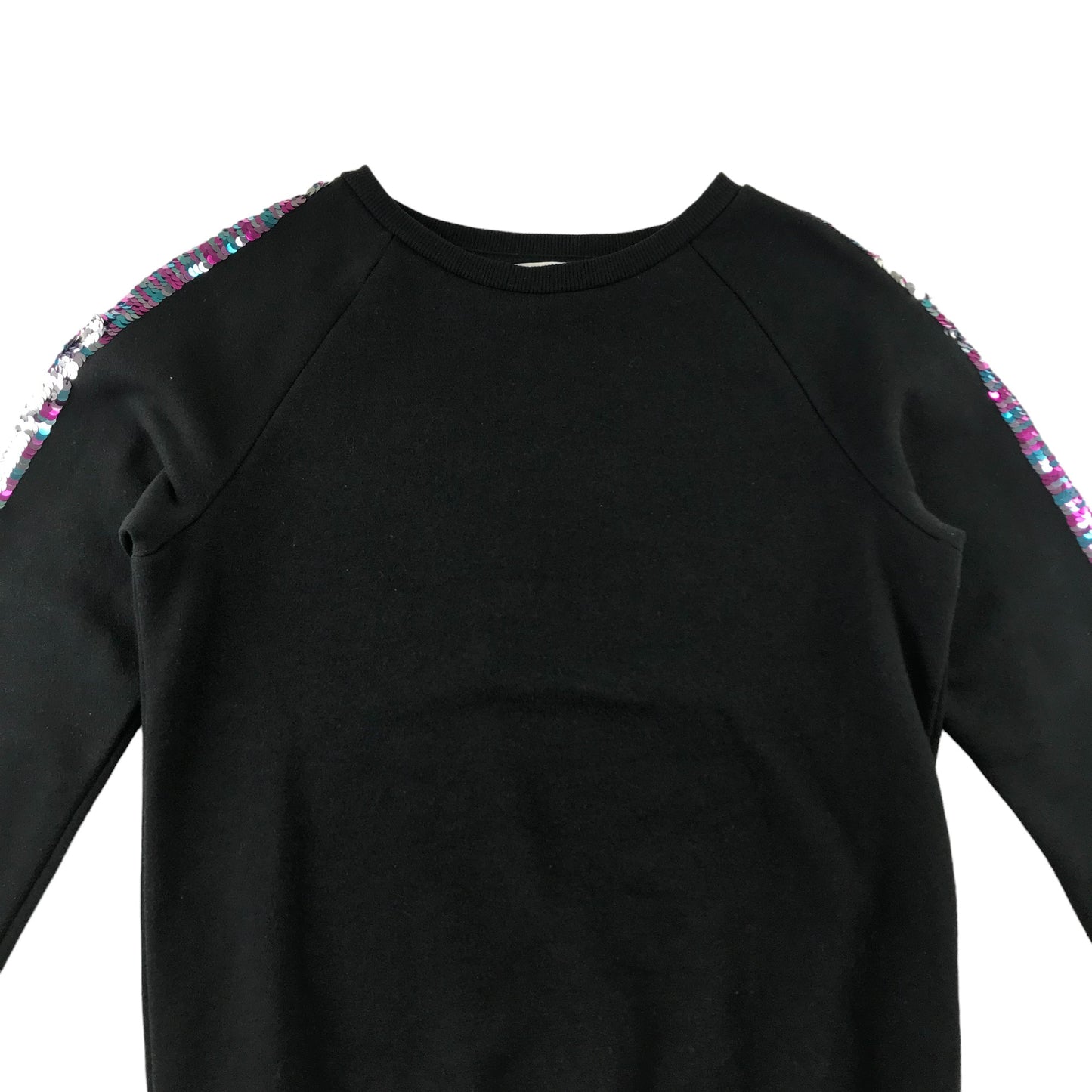 H&M sweater 12-14 years black with sequin shoulder stripe