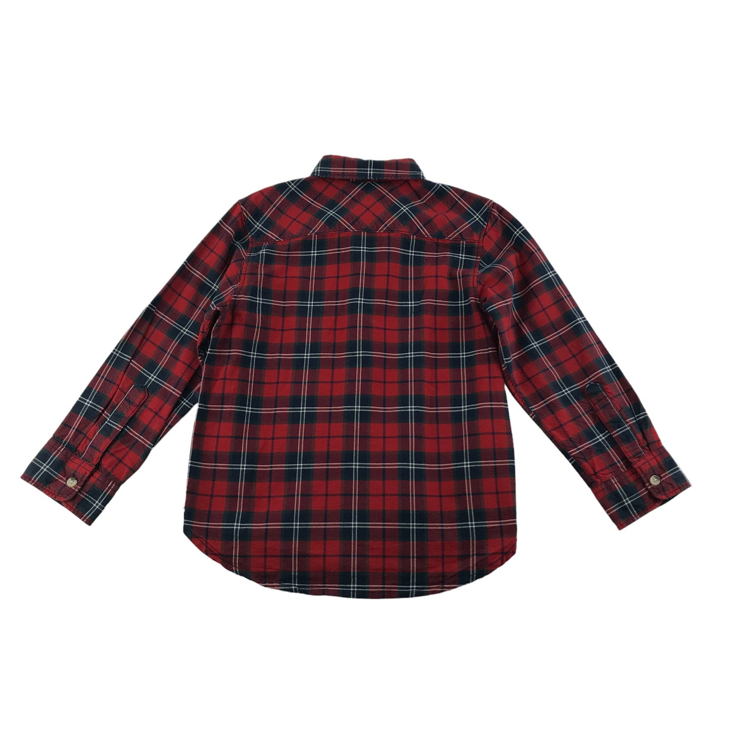 H&M Shirt Age 5 Red Navy Check Pattern Long Sleeve Button Up Cotton