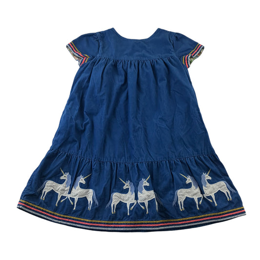 Mini Boden dress 9-10 years blue corduroy A-line horse patchworks