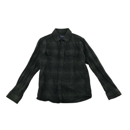 Primark Shirt Age 7 Khaki Green Check Pattern Button Up Cotton