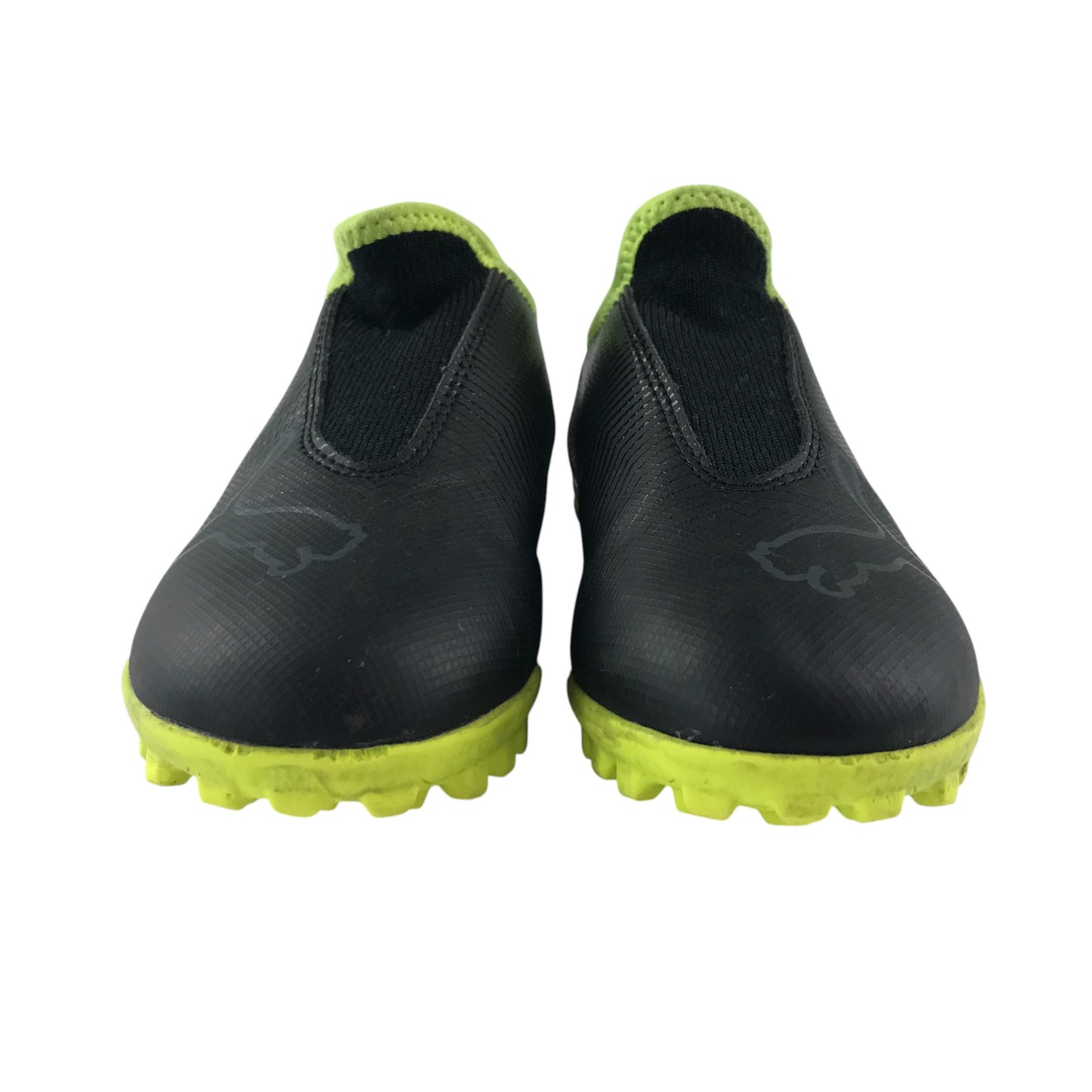 Puma football boots shoe size UK 11 junior black with neon yellow detailing astro turf boots